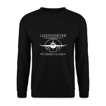 Pilot Flugzeug Überflieger Flieger Fliegen - Unisex Pullover - Schwarz - Vorne - Alina (178cm) & Michal (187cm)