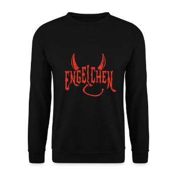 Engelchen Teufel Engel Teufelchen Hörner - Unisex Pullover - Schwarz - Vorne - Alina (178cm) & Michal (187cm)