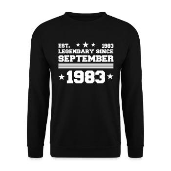 38e anniversaire cadeau septembre 1983 - Sweat-shirt Unisexe - noir - Devant - Alina (178cm) & Michal (187cm)