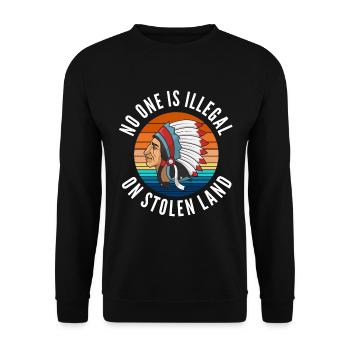 No man is illegal - Indians - Unisex Sweatshirt - black - Front - Alina (178cm) & Michal (187cm)