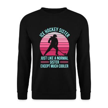 Hockey Eishockey Frauen Lustig Geschenk - Unisex Pullover - Schwarz - Vorne - Alina (178cm) & Michal (187cm)