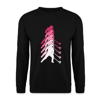 Hockey Eishockey Frauen Lustig Geschenk - Unisex Pullover - Schwarz - Vorne - Alina (178cm) & Michal (187cm)