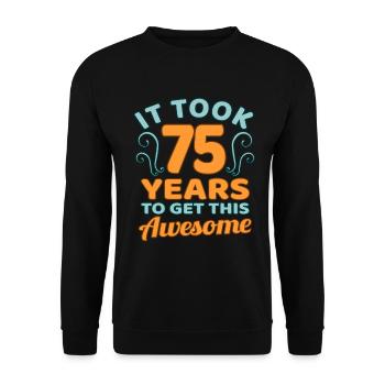 75. Geburtstag - Unisex Pullover - Schwarz - Vorne - Alina (178cm) & Michal (187cm)