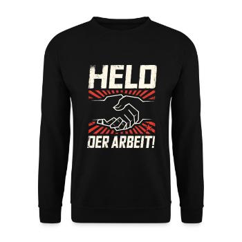 HELD DER ARBEIT OSTEN OSTALGIE OSSI DDR GESCHENK - Unisex Pullover - Schwarz - Vorne - Alina (178cm) & Michal (187cm)