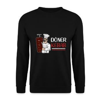 Döner Kebab Dürum Dönerladen Dönerspieß - Unisex Pullover - Schwarz - Vorne - Alina (178cm) & Michal (187cm)