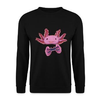 Axolotl Kawaii Lustige Mexikanische Axolotl - Unisex Pullover - Schwarz - Vorne - Alina (178cm) & Michal (187cm)