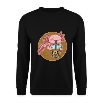 Axolotl Kawaii Lustige Mexikanische Axolotl - Unisex Pullover - Schwarz - Vorne - Alina (178cm) & Michal (187cm)