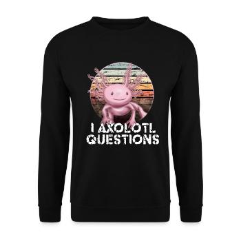 Axolotl Kawaii Lustige Mexikanische Axolotl - Unisex Pullover - Schwarz - Vorne - Alina (178cm) & Michal (187cm)