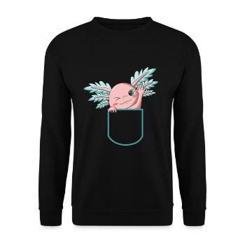 Axolotl Kawaii Lustige Mexikanische Axolotl - Unisex Pullover - Schwarz - Vorne - Alina (178cm) & Michal (187cm)