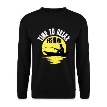 Angeln Angler Fischen Fischer Fische Angelrute - Unisex Pullover - Schwarz - Vorne - Alina (178cm) & Michal (187cm)