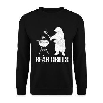 Bear Grills - Bear Grills - Bear grilling or BBQ barbecue - Unisex Sweatshirt - black - Front - Alina (178cm) & Michal (187cm)