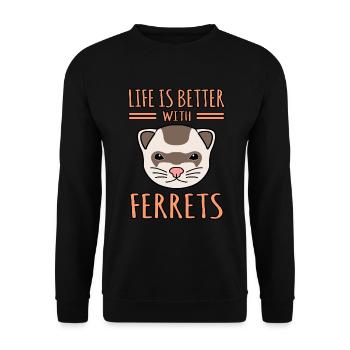 Frettchen - Unisex Pullover - Schwarz - Vorne - Alina (178cm) & Michal (187cm)