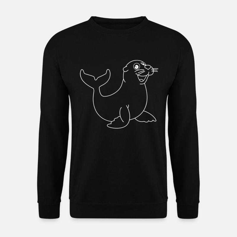 Seerobbe Seekuh Süß Robbe - Unisex Pullover - Schwarz