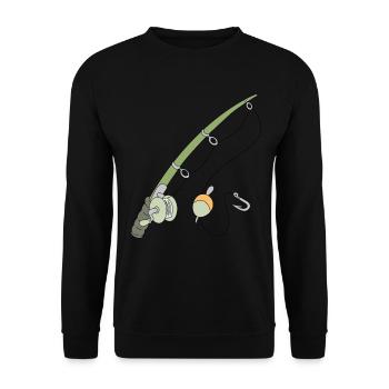 Angel Angler angeln Rute Angelrute - Unisex Pullover - Schwarz - Vorne - Alina (178cm) & Michal (187cm)