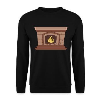 Kamin Feuer Knistern Wärme Ofen Heizen - Unisex Pullover - Schwarz - Vorne - Alina (178cm) & Michal (187cm)