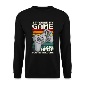 J’ai mis mon jeu en pause pour être ici - Sweat-shirt Unisexe - noir - Devant - Alina (178cm) & Michal (187cm)