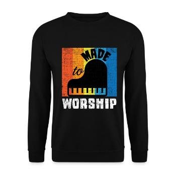 Made To Worship Synthesizer Musik abmischen - Unisex Pullover - Schwarz - Vorne - Alina (178cm) & Michal (187cm)