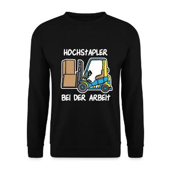 Staplerfahrer Logistik Lager Logistiker Stapler - Unisex Pullover - Schwarz - Vorne - Alina (178cm) & Michal (187cm)