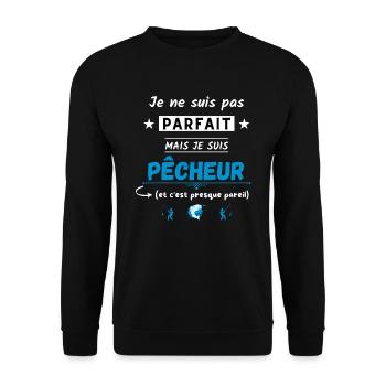 Je ne suis pas parfait mais je suis Pêcheur - Sweat-shirt Unisexe - noir - Devant - Alina (178cm) & Michal (187cm)