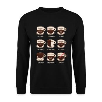 Kaffee - Unisex Pullover - Schwarz - Vorne - Alina (178cm) & Michal (187cm)