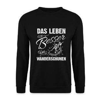 Leben Besser in Wanderschuhen - (W) - Unisex Pullover - Schwarz - Vorne - Alina (178cm) & Michal (187cm)