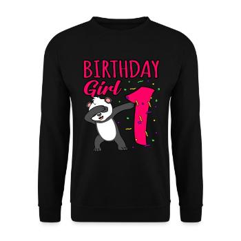 1. Geburtstag - Unisex Pullover - Schwarz - Vorne - Alina (178cm) & Michal (187cm)