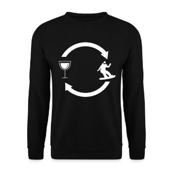 Weinlastenpfeile und Snowboarden 1 - (Sn) - Unisex Pullover - Schwarz - Vorne - Alina (178cm) & Michal (187cm)