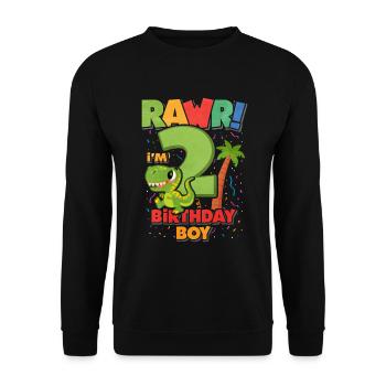 2. Geburtstag - Unisex Pullover - Schwarz - Vorne - Alina (178cm) & Michal (187cm)