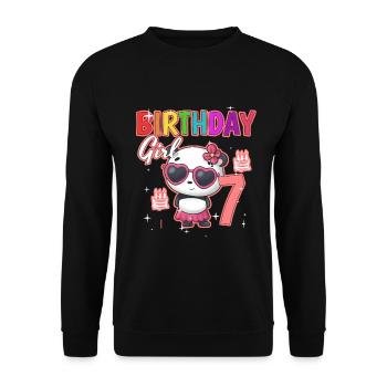 Geburtstag 7 - Unisex Pullover - Schwarz - Vorne - Alina (178cm) & Michal (187cm)