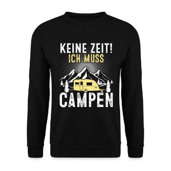 NEINE ZEIT Ich Muss Campen - (c) - Unisex Pullover - Schwarz - Vorne - Alina (178cm) & Michal (187cm)