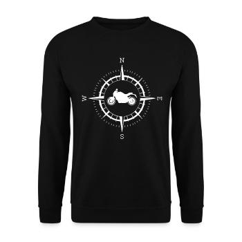 Kompass und Motorrad - (MOTORRAD) - Unisex Pullover - Schwarz - Vorne - Alina (178cm) & Michal (187cm)