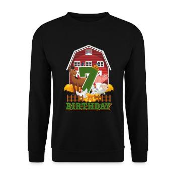 7. Geburtstag - Unisex Pullover - Schwarz - Vorne - Alina (178cm) & Michal (187cm)
