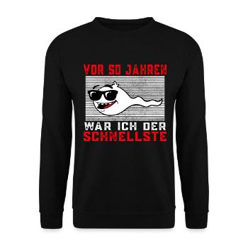 Vor 50 Jahren war ich der Schnellste 50.Geburtstag - Unisex Pullover - Schwarz - Vorne - Alina (178cm) & Michal (187cm)