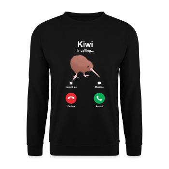 Kiwi vogel calling geschenk - Unisex Pullover - Schwarz - Vorne - Alina (178cm) & Michal (187cm)