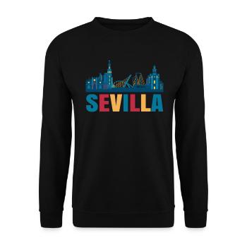 Seville colorful building gift - Unisex Sweatshirt - black - Front - Alina (178cm) & Michal (187cm)