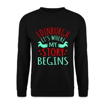 Cadeau Edinburgh Story - Sweat-shirt Unisexe - noir - Devant - Alina (178cm) & Michal (187cm)