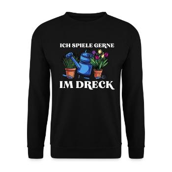 Ich Spiele Gerne Im Dreck - Unisex Pullover - Schwarz - Vorne - Alina (178cm) & Michal (187cm)
