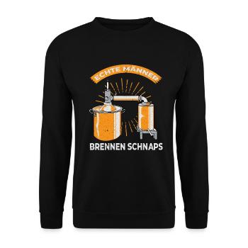 Schnaps brennen Schnapsbrenner Selbstgebrannter - Unisex Pullover - Schwarz - Vorne - Alina (178cm) & Michal (187cm)
