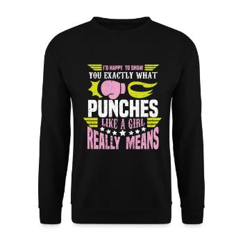 Boxing Boxer Martial Arts Boxing Ring Boxing Gloves - Unisex Sweatshirt - black - Front - Alina (178cm) & Michal (187cm)