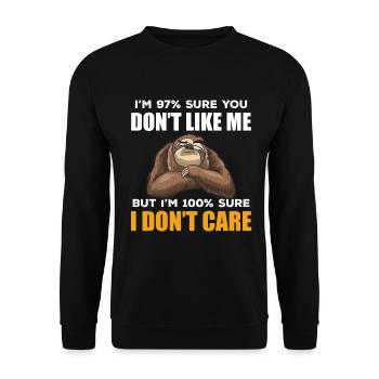 Lustige Humorvolle Faultier geschenkidee - Unisex Pullover - Schwarz - Vorne - Alina (178cm) & Michal (187cm)