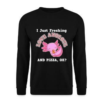 Axolotl Le cadeau pizza mange - Sweat-shirt Unisexe - noir - Devant - Alina (178cm) & Michal (187cm)