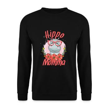 Hippo Mama - Sweat-shirt Unisexe - noir - Devant - Alina (178cm) & Michal (187cm)
