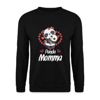 Panda-mama - Unisex Pullover - Schwarz - Vorne - Alina (178cm) & Michal (187cm)