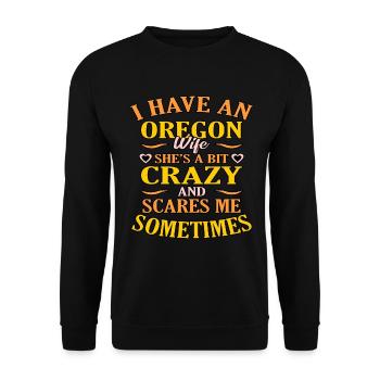 Funny Oregon Woman Gift - Unisex Sweatshirt - black - Front - Alina (178cm) & Michal (187cm)