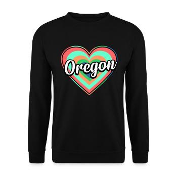 Oregon Buntes Herz geschenk - Unisex Pullover - Schwarz - Vorne - Alina (178cm) & Michal (187cm)