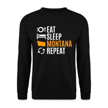 Eat Sleep Montana Repeat Gift - Unisex Sweatshirt - black - Front - Alina (178cm) & Michal (187cm)