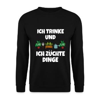 Ich Trinke Und Ich Züchte Dinge - Unisex Pullover - Schwarz - Vorne - Alina (178cm) & Michal (187cm)