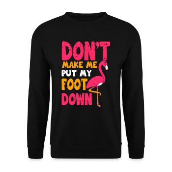 Flamingo Lustiges Flamingo Vogel Geschenk - Unisex Pullover - Schwarz - Vorne - Alina (178cm) & Michal (187cm)
