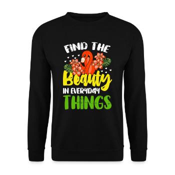 Flamingo Lustiges Flamingo Vogel Geschenk - Unisex Pullover - Schwarz - Vorne - Alina (178cm) & Michal (187cm)