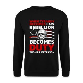 Thomas Jefferson - Unisex Pullover - Schwarz - Vorne - Alina (178cm) & Michal (187cm)
